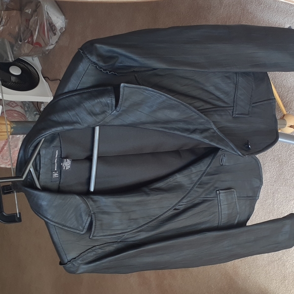INC International Concepts Jackets & Blazers - Womens Vintage Black Leather Jacket..brand- INC..size M...NEW